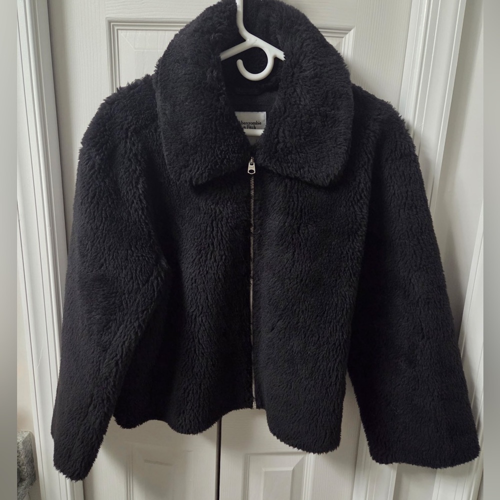 Abercrombie Black Faux Fur Jacket